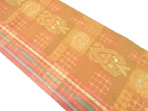 リサイクル　縞に抽象模様織り出し袋帯